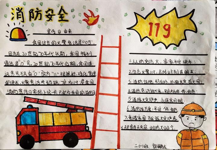 我们的119孩子们眼中的消防员消防手抄报展库尔勒市第十小学