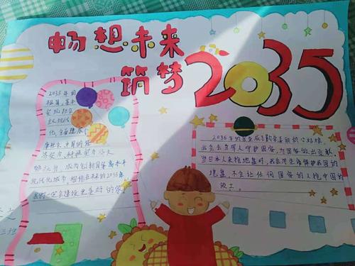 小蒙古马 相约2035库伦镇小学三年三班 畅想未来手抄报展示