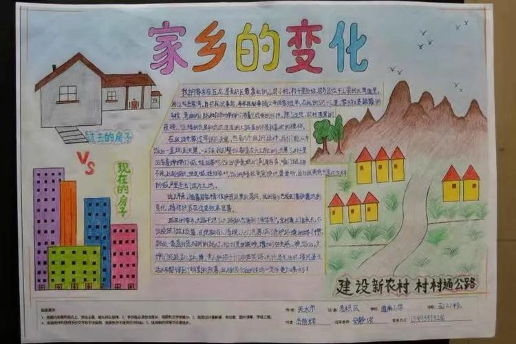 我眼中的脱贫攻坚我眼中的家乡变化麦积区青少年手抄报展示b组快来