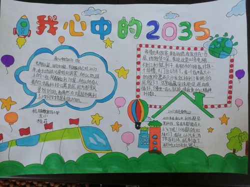 红领巾小创客杭锦旗第四小学我心目中的2035手抄报征集