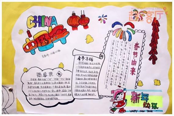 新年快乐手抄报小学生手新年抄报图片大全