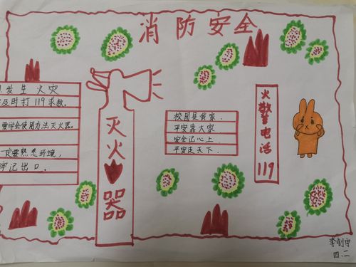 做好安全防范幸福伴你同行昆仑镇中心小学四二班消防安全手抄报