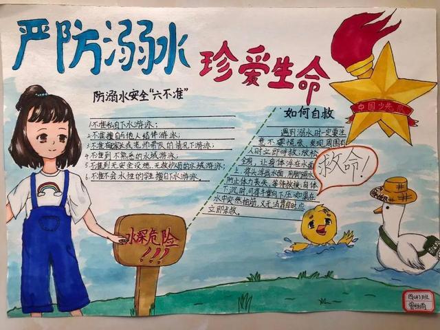 长沙市中小学生防溺水手抄报作品展示开始啦第一期