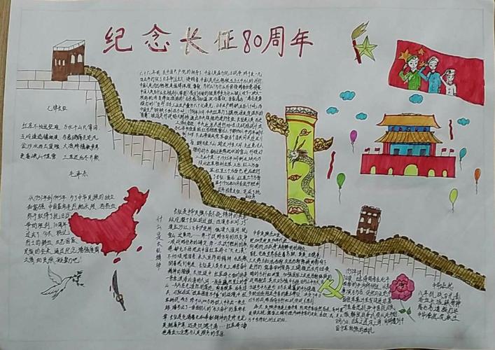 忆长征精神感恩幸福生活手抄报绘画展 龙富小学纪念长征胜利80