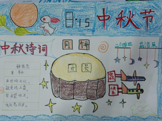 沁源县陈赓红军小学二4班中秋节主题绘画手抄报展