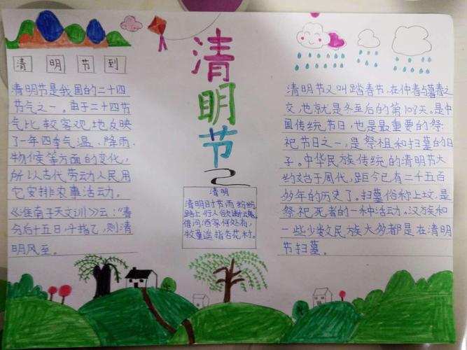 疫情下的我们 尤坊小学六年级清明节手抄报