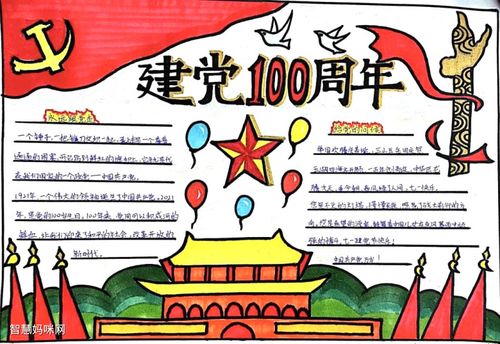 百年光辉历程全面建成小康建党100周年手抄报