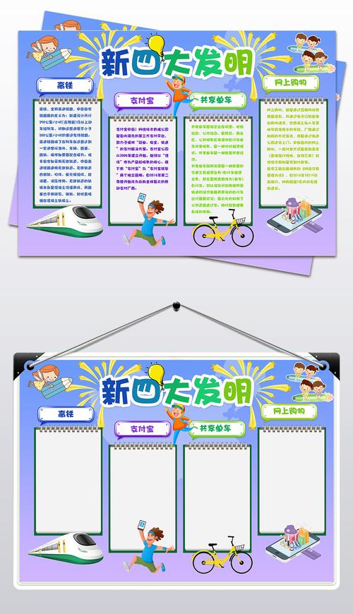 新四大发明高铁单车支付网购手抄报电子小报