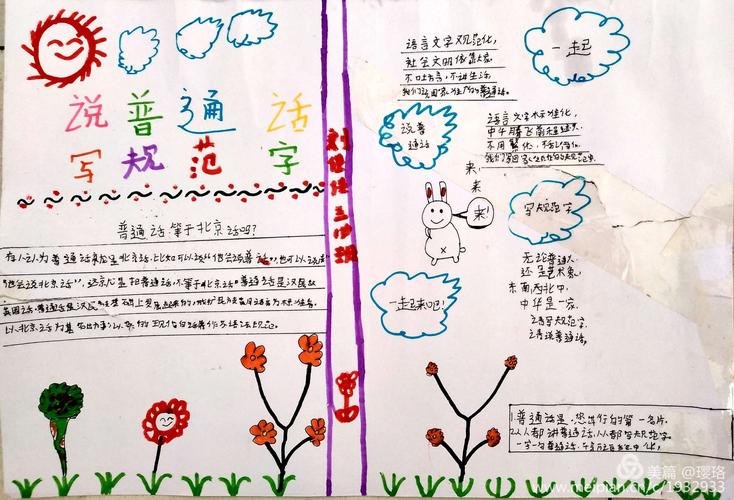 银河小学三年级3班讲普通话写规范字手抄报