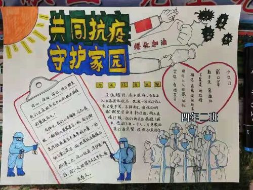 共同抗疫守护家园手抄报