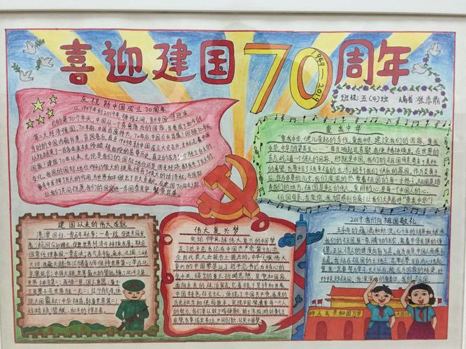 壮丽70年飞扬中国梦----海口市美兰实验小学2019年秋季少先队手抄报