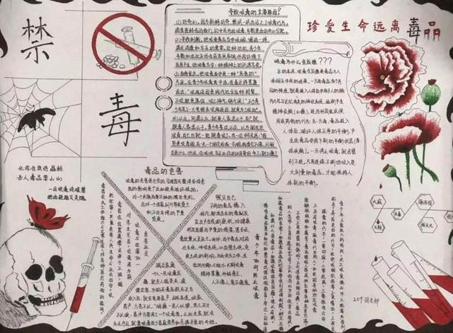 禁毒主题手抄报模板大全简单好画