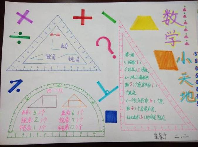 数学手抄报一年级下册简单又漂亮一等奖一年级暑假数学手抄报简单1