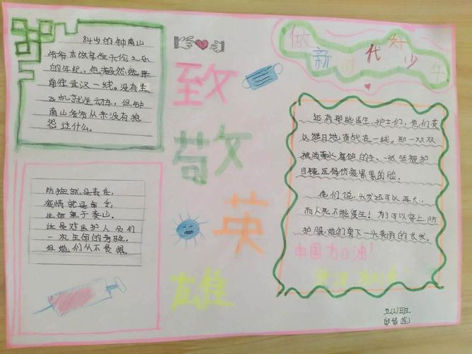 机场路小学五二中队致敬抗疫英雄争做新时代好少年主题手抄报活动