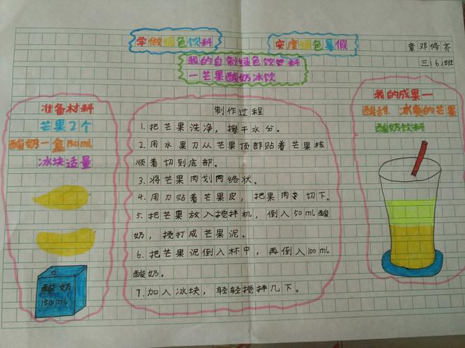 我的手抄报《学做绿色饮料安度绿色暑假》