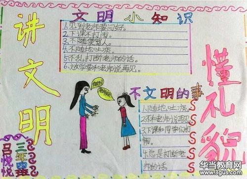 学规范明礼仪手抄报 文明礼仪手抄报小学生文明礼仪手抄报的文字素材