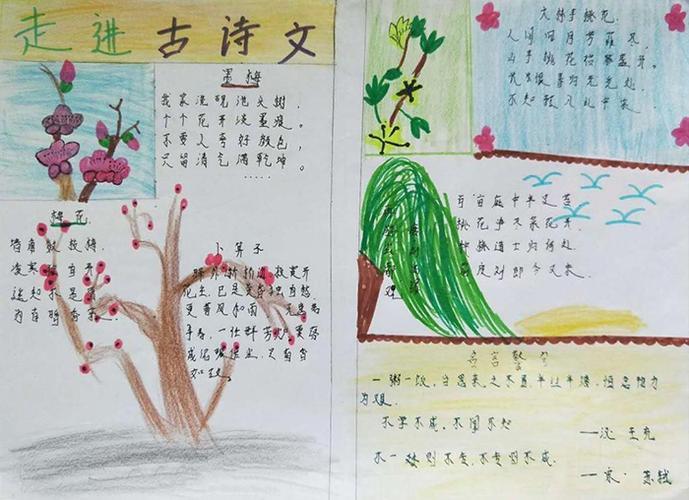 语文古诗配画手抄报内容优秀古诗词手抄报 古诗词手抄报小学古诗配图