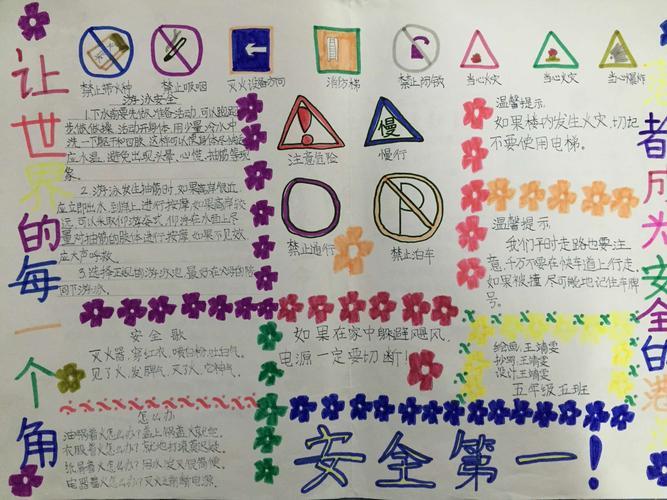 篇雁塔路小学开展安全知识知多少手抄报创造平安校园手抄报版面设计图