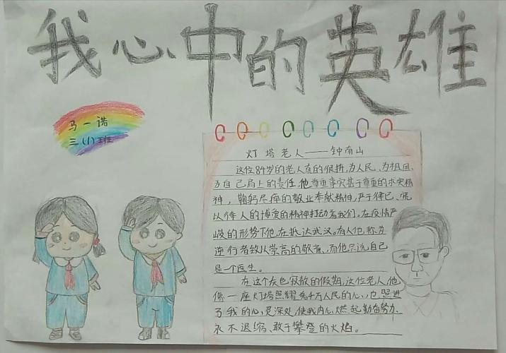 薛庄小学清明节系列活动三我心目中的英雄手抄报