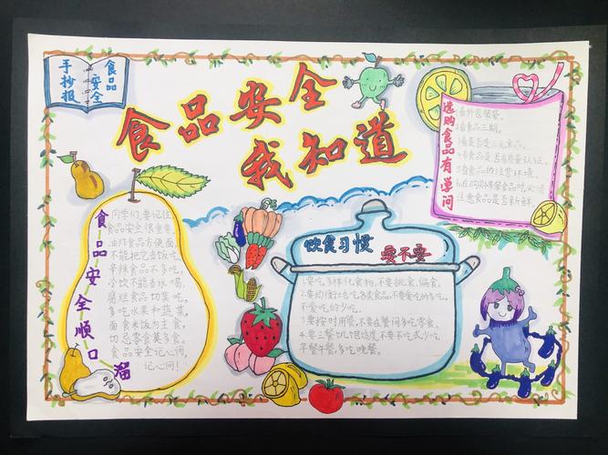 舌尖安全你我共同守护菜园一小学生手抄报展示