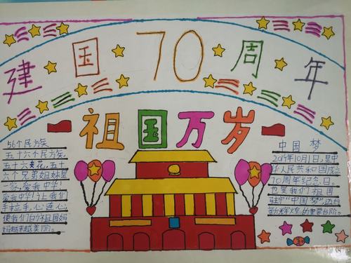 弘扬民族精神 莘城中学附小庆祝建国70周年迎国庆手抄报活动