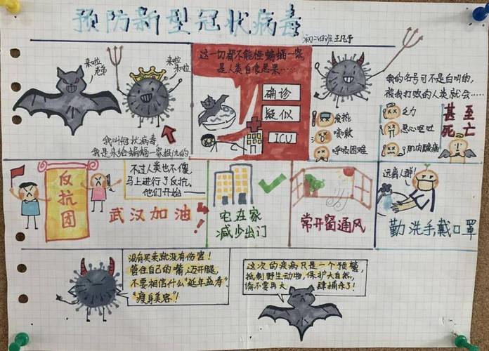 揭秘新冠病毒台江校区鹰之队生物手抄报展防疫防控侦探