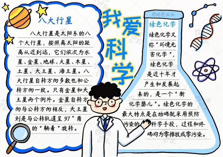 学画简单又好看的爱科学主题手抄报含内容文字