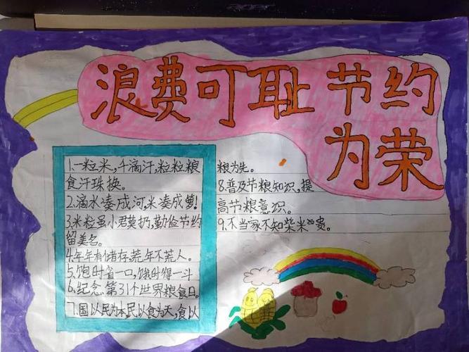 合水小学传承勤俭节约反对铺张浪费手抄报活动.