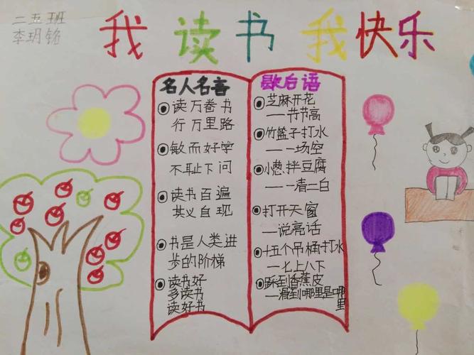 南阳市第三十二小学二五班《我爱读书》优秀手抄报作品