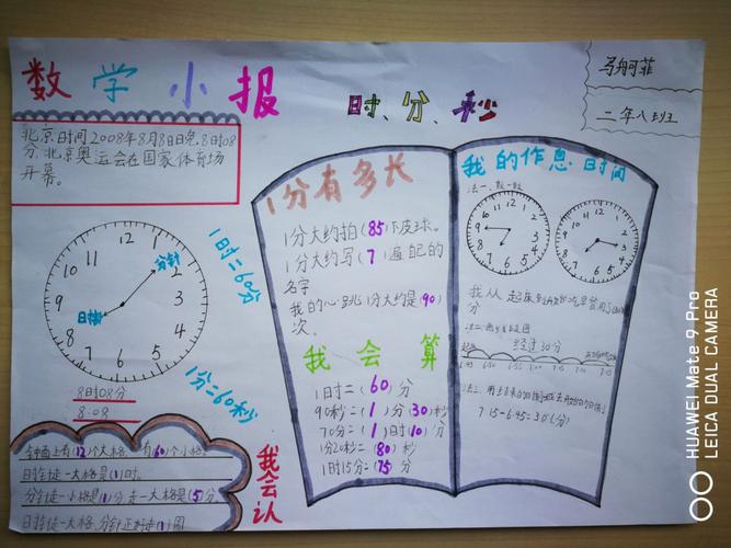 数学手抄报就是一个不错的方法下面为大家带来二年八班数学时间手抄报