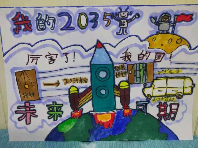 小蒙古马相约2035薛家湾第九小学开展2035年的家乡绘画手抄报