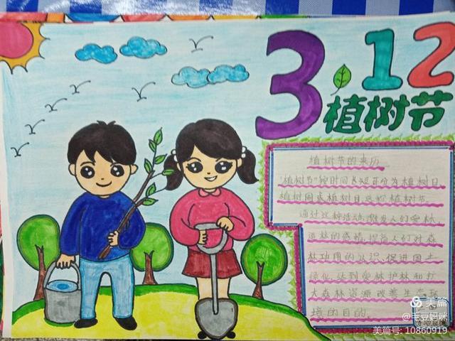 植树节手抄报绘画展刘志丹红军小学二年级5班