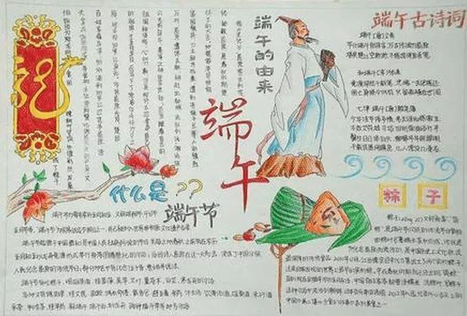 4k素描纸画端午节手抄报端午节手抄报