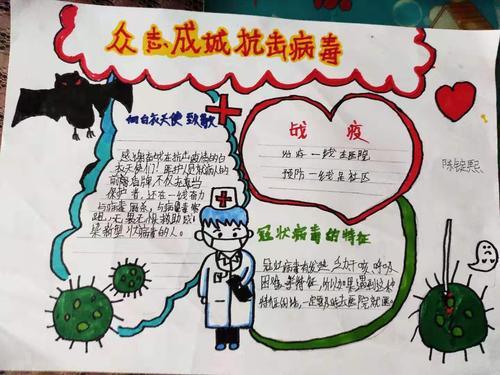 用心传递共抗疫情一一美宜小学学生手抄报绘画活动