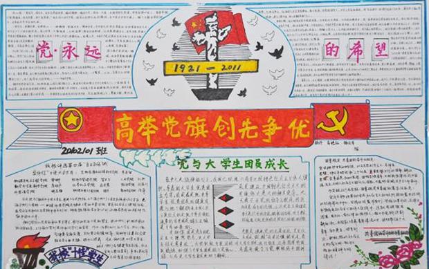 创先争优手抄报高举党旗创先争优综合系列手抄报