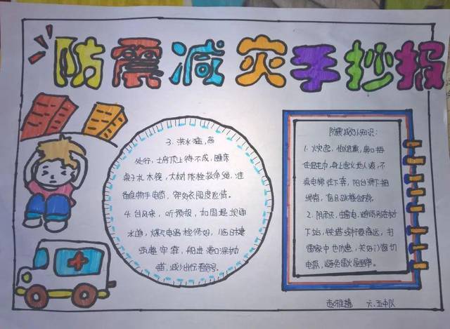 5学生制作防灾减灾手抄报学校张贴宣传画.