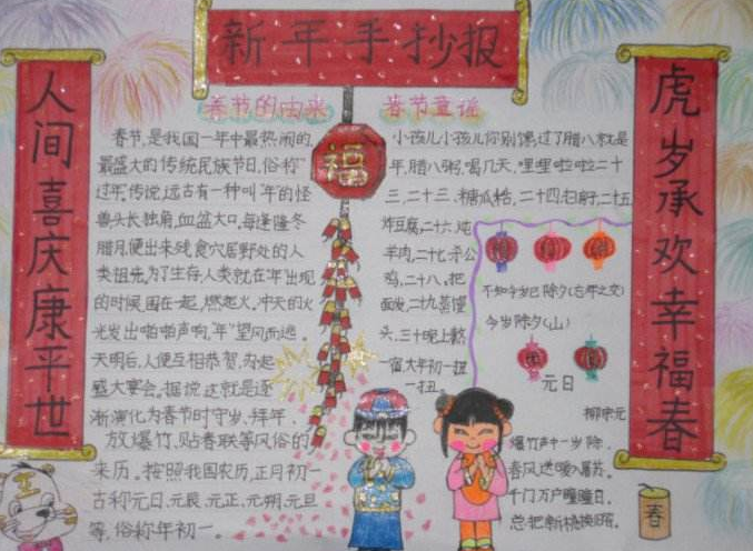 2019年小学生新年手抄报版面设计图大全