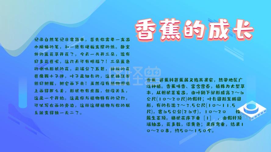 《香蕉成长记录学生作业小报手抄报植物》在线图片设计制作点击编辑