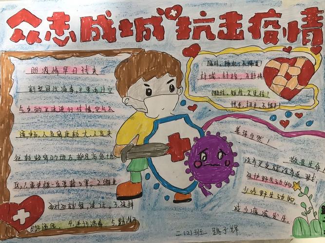 东关小学低年级部抗疫情我参与手抄报展示