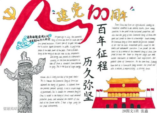 10张漂亮的庆祝建党100周年英语手抄报