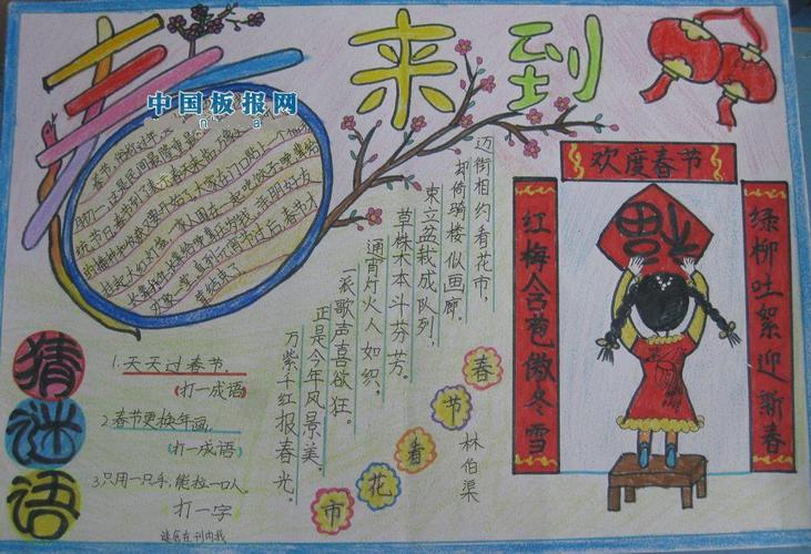 贺春节手抄报内容190字