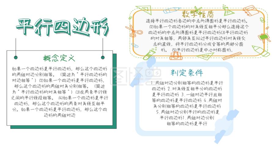 数学手抄报平行四边形概念科普