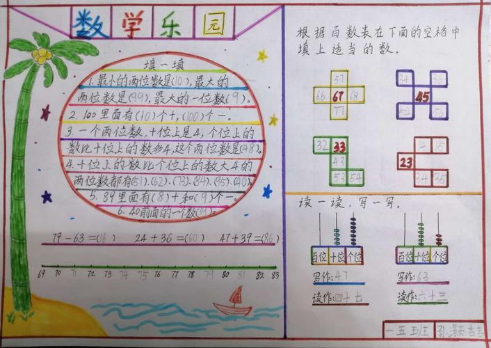 一年级5班数学第四单元优秀手抄报