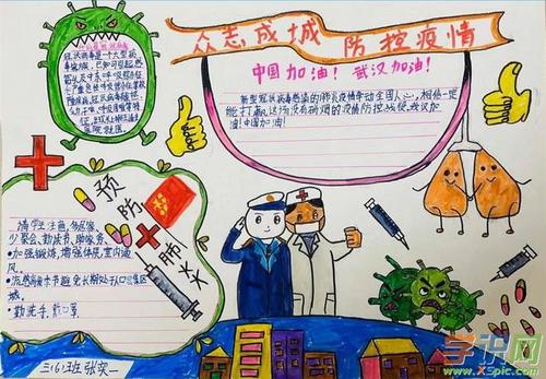 2020抗击疫情中国加油小学生手抄报图片