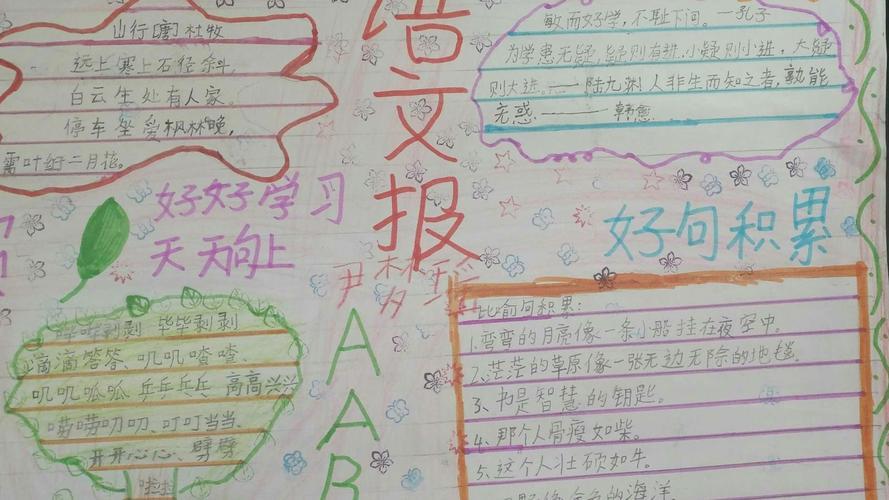 兴华小学三年级语文一到七课知识汒总手抄报三年级语文手抄报