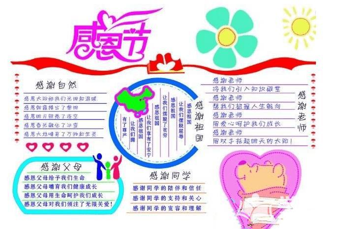 三年级小学生的感恩节手抄报