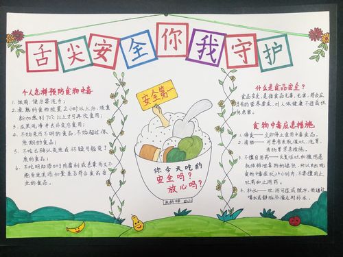 舌尖安全你我共同守护菜园一小学生手抄报展示