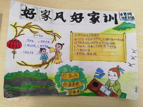 明仁小学四年五班 家风家训 手抄报