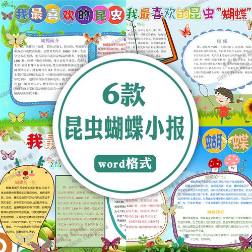 中小学生我最喜欢的昆虫蝴蝶word小报观察蝴蝶成长a4模板手抄报