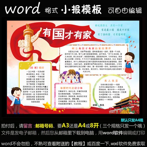 g017电子小报word版简报爱国手抄报模板红领巾校报有国才有家